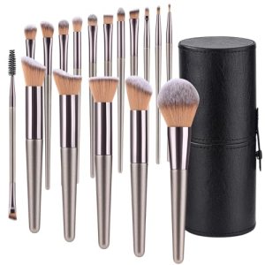 Professional Makeup Brushes Set (18Pcs) with Case, Full Face Make Up Brushes Set
