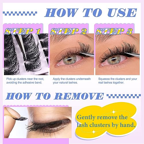 Self Adhesive Lash Clusters Eyelashes, 8-16mm Kit with Tweezers and Brush - Image 6