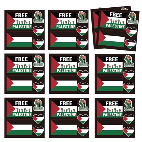 Palestine Flag Tattoo Stickers, 10pcs, Waterproof, 3.2*3.2 inch
