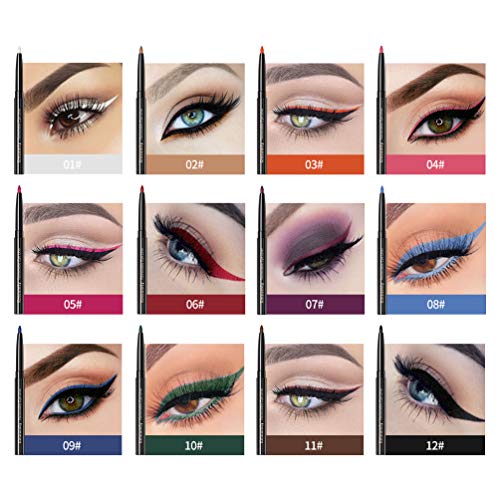 Gel Eye Liner Pencil Set 12 Colors Retractable Long-Lasting Smooth Waterline Eye Liner Lip Liner Eyeshadow - Image 2