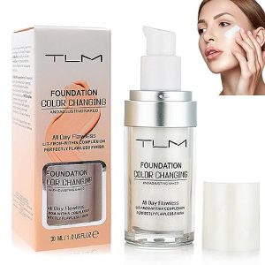 TLM Foundation Color Changing, Natural Nude Flawless Colour Changing Foundation Makeup, Base Cool & Warm Skin Tones Concealing Imperfections Liquid, Moisturizing Oil Control Foundation Cream for All Skin (1Pc) DRTRU