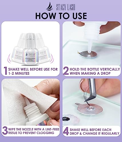 Crystal Clear Eyelash Extension Glue - Stacy Lash (0.17fl.oz / 5ml) 1 Sec Drying Time, 8 Weeks Retention, Professional Use Only - Image 7