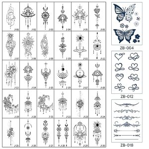 Realistic Temporary Tattoos, 33 Sheets Geometric Planets, Fashion Floral Leaf Tattoo Stickers for Men and Women