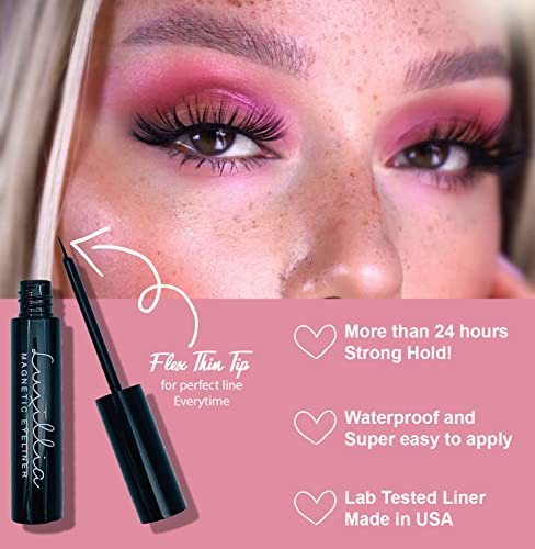 Luxillia Magnetic Lashes with Eyeliner, 8D and 3D Look, Reusable Fake Eye Lash, No Glue, Waterproof Liner - Image 2