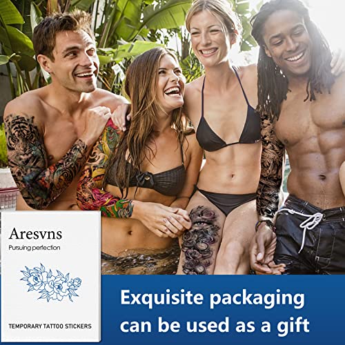 Aresvns Large Temporary Tattoos for Men and Women, Realistic Designs, Waterproof - Image 4