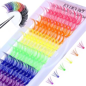 Colored Rainbow Lash Clusters D Curl 14mm 16mm by EYDEVRO