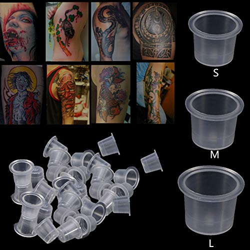 Tattoo Ink Caps Cups - Yuelong 300pcs Tattoo Ink Caps Cups Mixed Sizes #9 Small #13 Medium #16 Large - Image 2