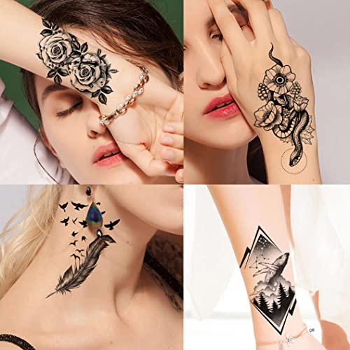 Shegazzi 64 Sheets 3D Flower Temporary Tattoos For Women Girl - Image 4