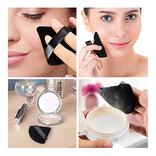 Makeup Powder Puffs Pure Cotton Small Triangle Puff for Foundation, Loose Powder, Blush in Black & White - Image 2