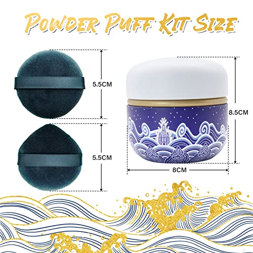 FAMALL Large Powder Puff for Body Powder with Container, Soft and Durable (Blue) - Image 3