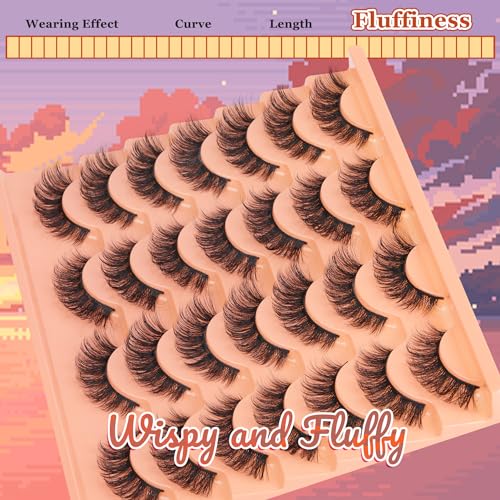 Fluffy Mink Eyelashes 8D 20mm C Curl Pack 10 Pairs Wispy Full Reusable - Image 11