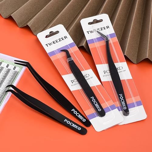 POCMKO Lash Applicator Tools Set, 2 PCS DIY Cluster Lash Tweezers, Stainless Steel, Comfortable Grip - Image 4