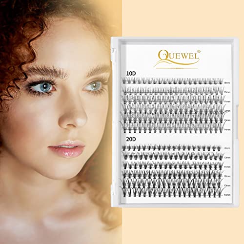 QUEWEL 240Pcs 10D+20D D Curl Mix8-14mm Lash Extensions Clusters Soft&Natural False Eyelashes Individual - Image 5