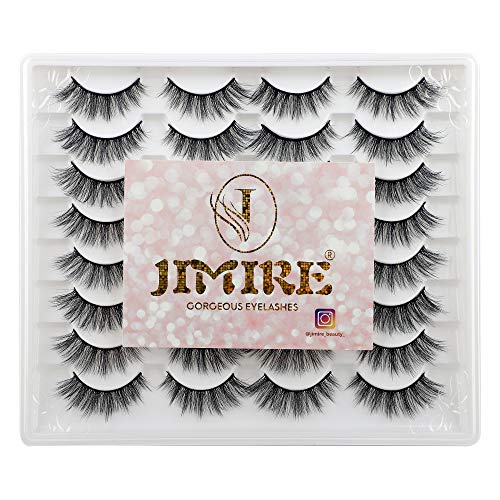 JIMIRE Cat Eye False Eyelashes Wispy 3D Faux Mink Lashes Fluffy Crossed Volume 16 Pairs - Image 25