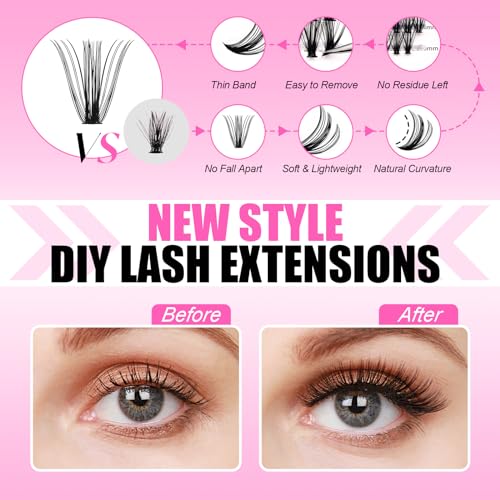 FADLASH D Curl 96pcs 12-18mm Lash Clusters Large Tray Wispy Mixed Length DIY Lash Extension Kit - Image 24