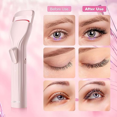 HEBECA Heated Eyelash Curler, Electric Lash Curler with Innovative Heating Silicone Pad, 24-Hour Lift, Rechargeable 600mAh Battery Pink EC2001 - Image 2