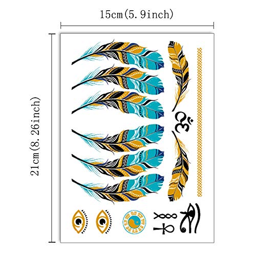 Yesallwas Metallic Glitter Tattoos 8 Sheets Gold Silver Waterproof - Image 2