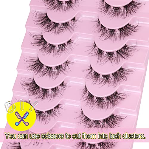 Half Lashes Natural Looking Cat Eye Lashes Accent Eyelashes Multi-layers Wispy Fluffy 3D Curly False Lashes Pack by Mavphnee 8 count (Pack of 1) - Image 2