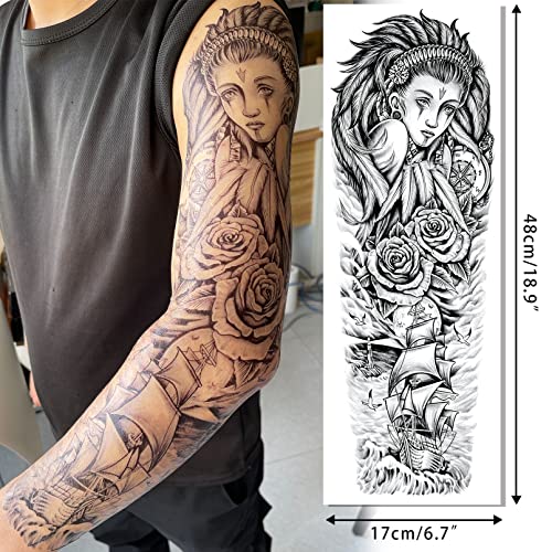Aresvns Sleeve Tattoo Temporary for Men and Women, Realistic Fake Tattoos Waterproof and Long Lasting, 20 Sheets - Image 5