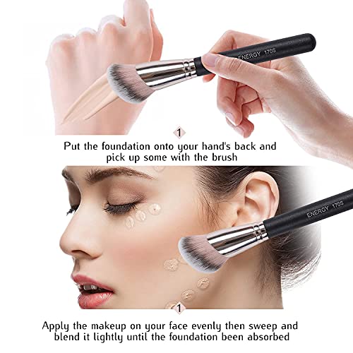 ENERGY Angled Flat Concealer Brush for Under Eye, Nose Contour, Liquid Foundation, Press Powder Palette - Image 23
