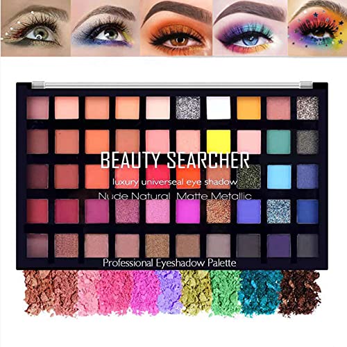 Eye Shadow Palette, 50 Colors Matte Shimmer Pressed Pigments Smooth Texture, Waterproof Long-lasting Nudes Metallic Makeup Pallet