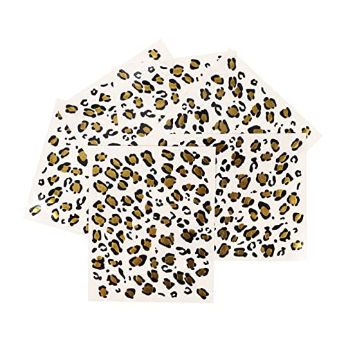 SEWACC 6 Sheets Leopard Tattoo Sticker Golden Leopard Cheetah Print Temporary Tattoo Stickers 16X13cm