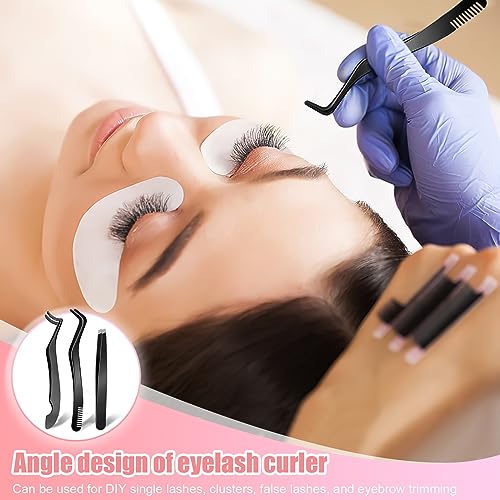 Eyelash Applicator Tool, 3 Pcs Stainless Steel Lash Tweezers, for Girls, Women, Makeup Artists (Black) - Image 14
