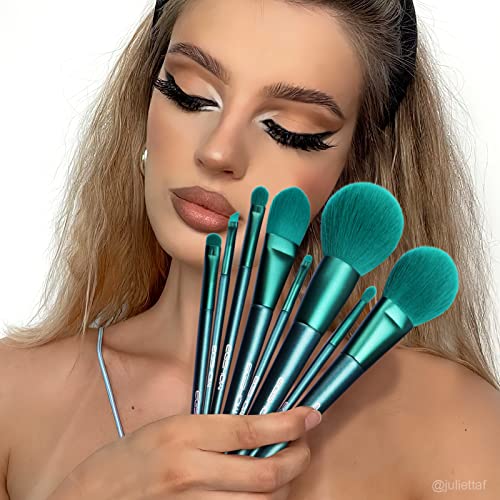 Eigshow Premium 8pcs JadeGreen Makeup Brush Set Synthetic Cosmetics Foundation Powder Concealers Blending Eye Shadows Face Kabuki - Image 3