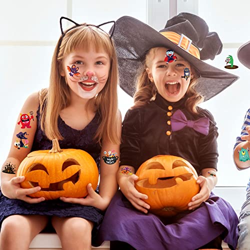 HOWAF Halloween Temporary Tattoos for Kids, 96 Pcs Pumpkin Bat, Safe & Long Lasting - Image 3