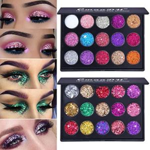 "Mysense 30 Colors Glitter Eyeshadow Palette, Party Diamond Pressed Pighmented Mineral Ultra Makeup Shimmer Sequined Palette"