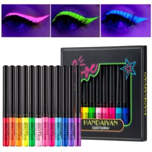 Neon Liquid Eyeliner Set, 12 Colors UV Glow, Waterproof & Smudgeproof