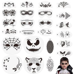 OOTSR 24 Pcs Face Paint Stencils Kit for Kids, Halloween Makeup, Various Patterns, Soft & Durable
