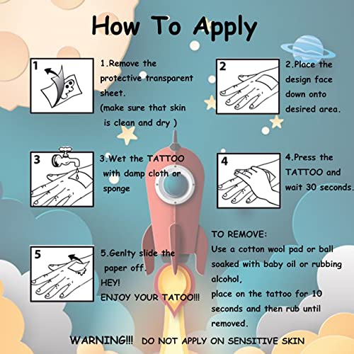 CHARLENT Glitter Galaxy Temporary Tattoos for Kids - 12 Sheets Glitter Outer Space Tattoos for Boys Girls Party Favors - Image 4