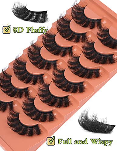 Fluffy Mink Eyelashes 8D 20mm C Curl Pack 10 Pairs Wispy Full Reusable - Image 7