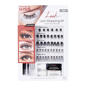 Kiss Lashes Couture Mapping Kit, Semi-Permanent Adhesive, 42 Lash Clusters, Black
