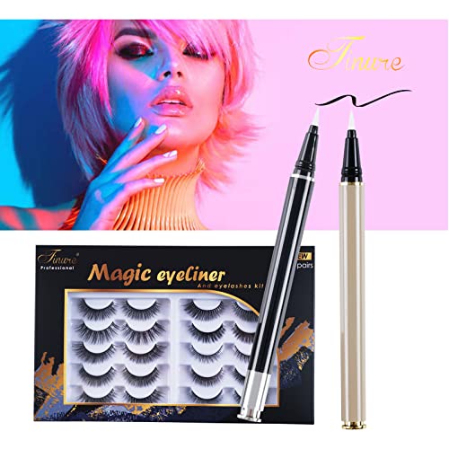 Tinure Updated 6D Magic Eyelashes with Eyeliner Kit (10 Pairs with 2 Eyeliners) - Image 2