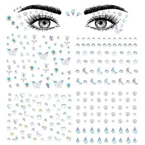Aaiffey Face Gems Self Adhesive Rhinestones - 4 Sheets