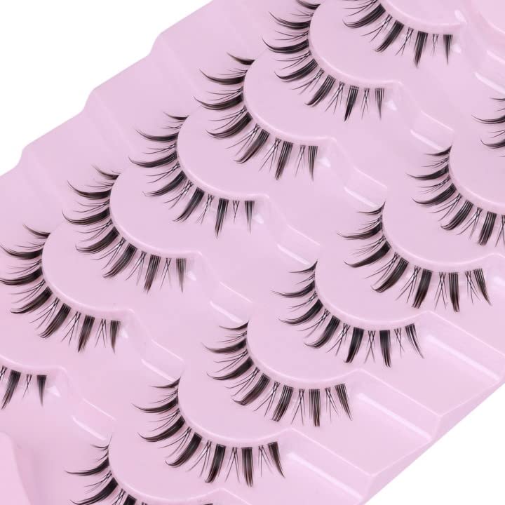 False Eyelashes Wispy Manga Lashes Natural Look Individual Clusters Spiky Cosplay Eyelashes 7 Pairs Pack - Image 4