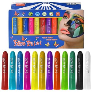 Focenat 12-Color Face Paint Crayons for Kids Halloween Cosplay Party