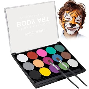 MooMoo Baby 15 Color Face Paint Kit for Kids Water-Based Halloween Makeup Palette