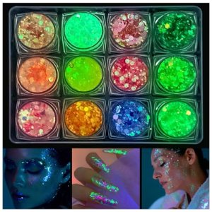 12 Color Iridescent Glitter Gel Makeup Set for Face Nails Eyes Lips Hair Body