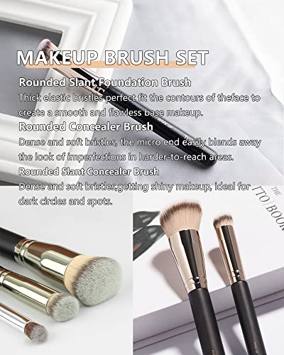 Champagne Facial Brushes, Blush Highlighting, Loose Powder, Fan Mask, Soft Applicator Tools - Image 25