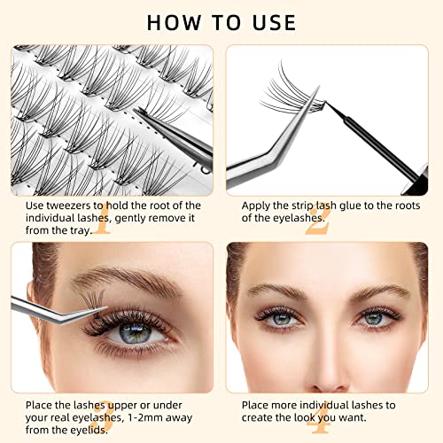 QUEWEL 240Pcs 10D+20D D Curl Mix8-14mm Lash Extensions Clusters Soft&Natural False Eyelashes Individual - Image 4
