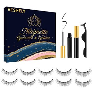 Natural Look Magnetic Eyelashes 5 Pairs & 2 Tubes Eyeliner