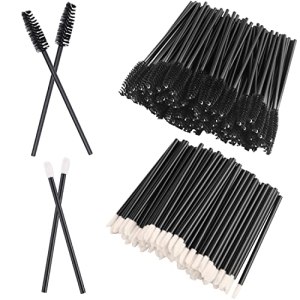 Disposable Mascara Wands and Lip Brushes, Eyebrow & Eyelash Applicators (200 pcs, Black)