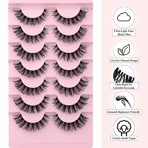 JIMIRE Faux Mink Eyelashes Russian Strip Natural Look Wispy Light 13MM 7 Pairs - Image 29
