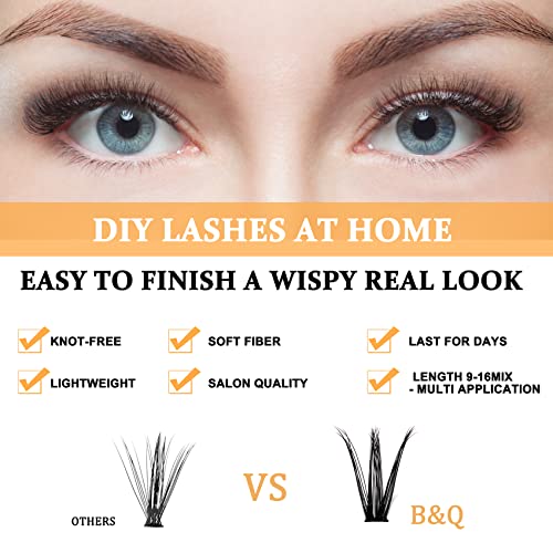 Lash Clusters 280 Pcs 40D-0.07D-9-15MIX B&Q LASH Individual Lashes C D Curl Eyelash Clusters Soft Volume - Image 6
