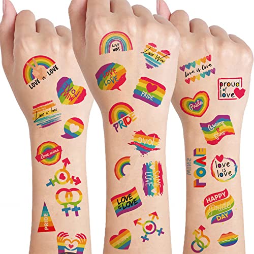 Pride Tattoos Rainbow Stickers 80 Pcs LGBT Parade Festival Waterproof