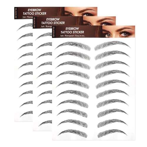Qancekoo 4D Waterproof Eyebrow Tattoo Stickers - 30 Pairs Black Qancekoo