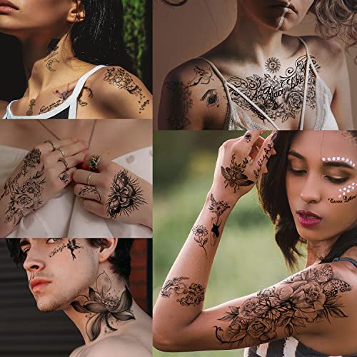 Temporary Tattoo Stickers Sunflower Rose Bird Butterfly Ghost Lion - Image 2